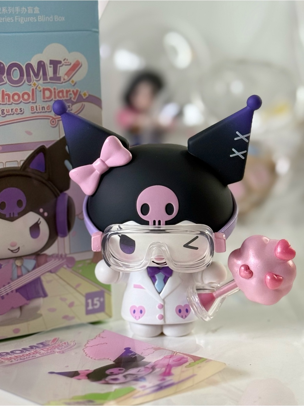 Kuromi school of diary.  Pink & Black Blind Box Figure with Goggles